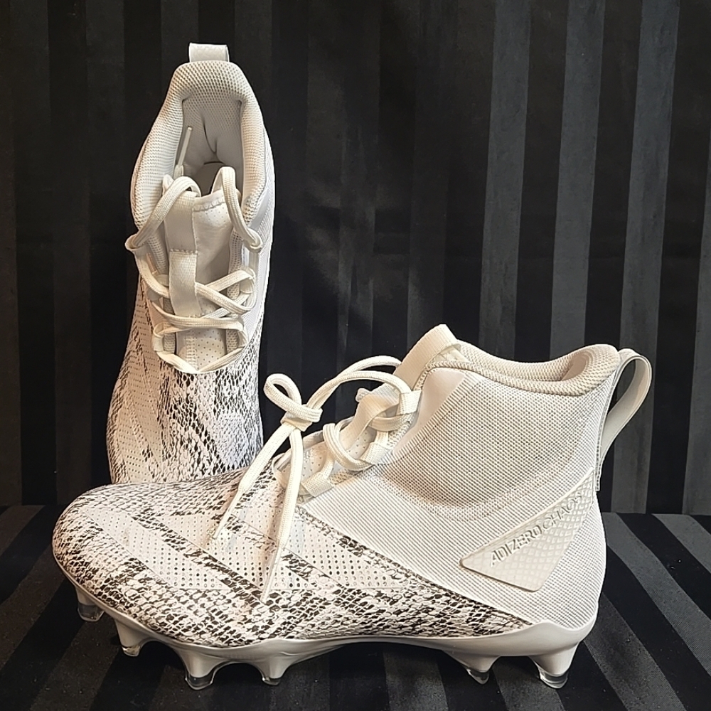 New No Tags Adidas Men US 9 Adizero Chaos High Top Lace Up Football Cleats White